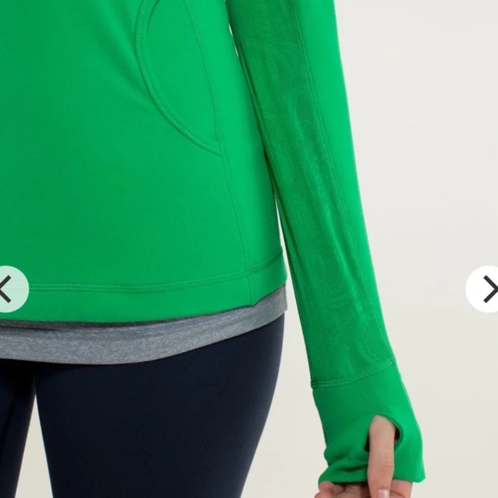 Lululemon Star Runner 1/2 Zip Green Paisley Mesh Back Pullover Thumbholes Womens